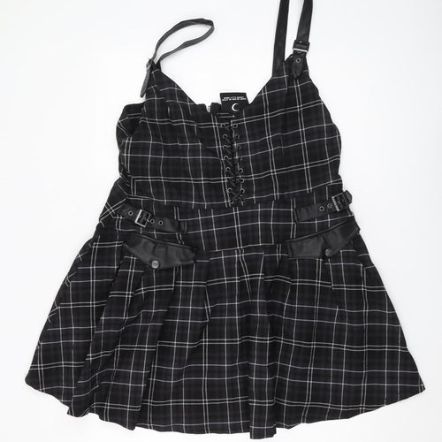 Killstar Women's Black Plaid Pinafore Dress 3XL