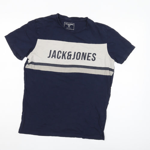 Jack & Jones Men's Blue Graphic Print T-Shirt Size S