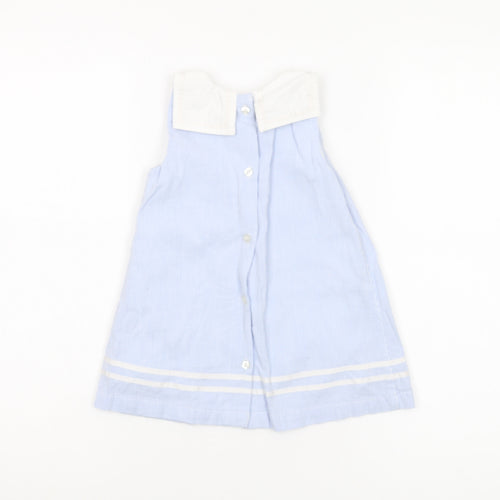 M&Co Girls Blue A-Line Dress, 9-12m, Cotton, New With Tags