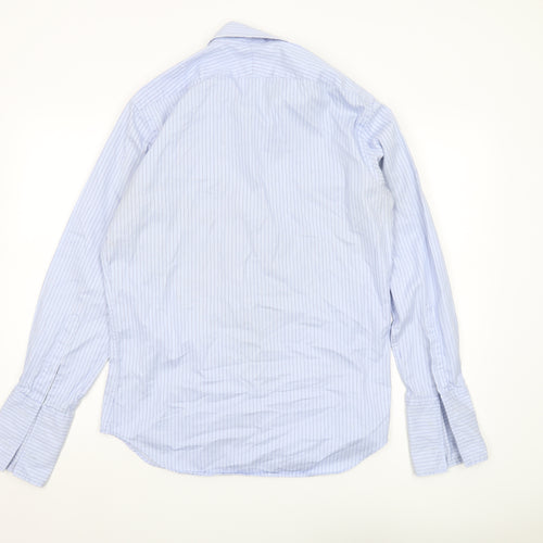 T.M. Lewin Men's Blue Slim Fit Striped Shirt 15.5
