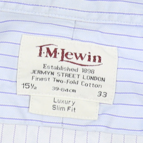 T.M. Lewin Men's Blue Slim Fit Striped Shirt 15.5