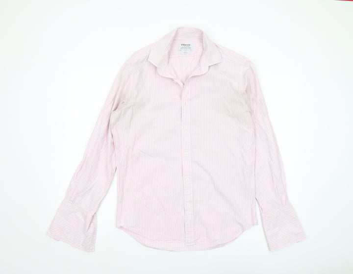 T.M.Lewin Men's Pink Slim Fit Striped Button-Up Shirt L