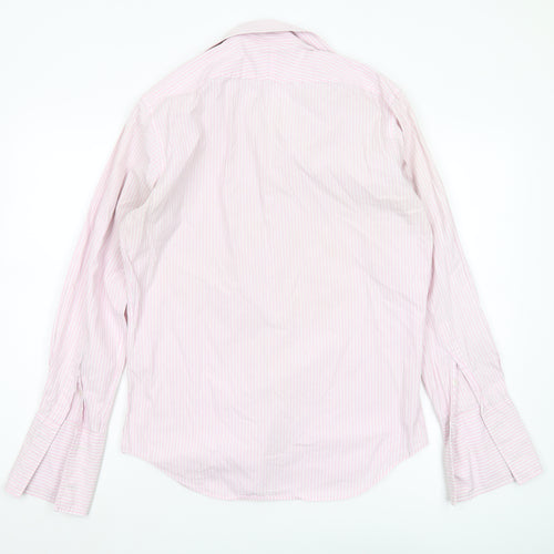 T.M.Lewin Men's Pink Slim Fit Striped Button-Up Shirt L