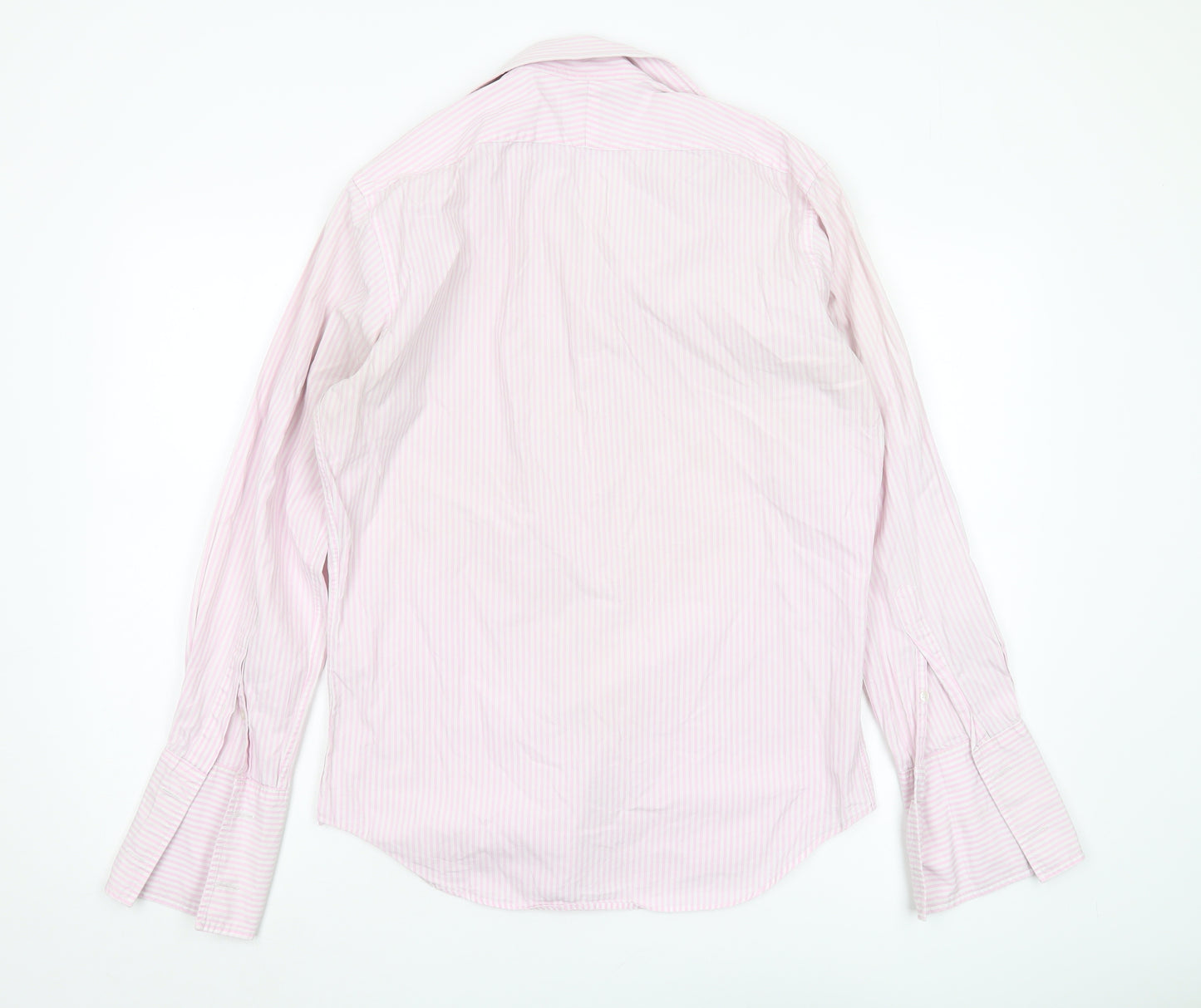 T.M.Lewin Men's Pink Slim Fit Striped Button-Up Shirt L