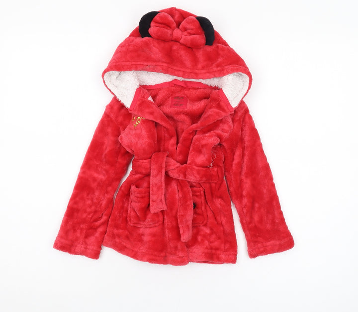 Disney Unisex Baby Red Robe, 24 Months, Hooded Fleece Bow Accent