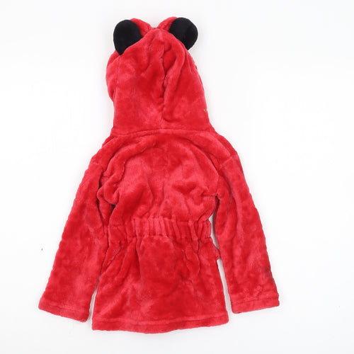 Disney Unisex Baby Red Robe, 24 Months, Hooded Fleece Bow Accent