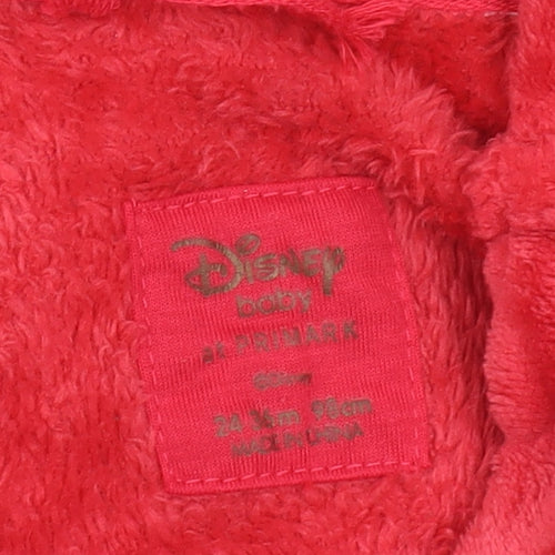 Disney Unisex Baby Red Robe, 24 Months, Hooded Fleece Bow Accent