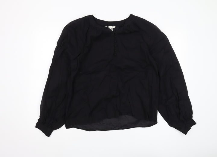 H&M Women's Black Blouse Size 6, Cotton, Long Sleeve