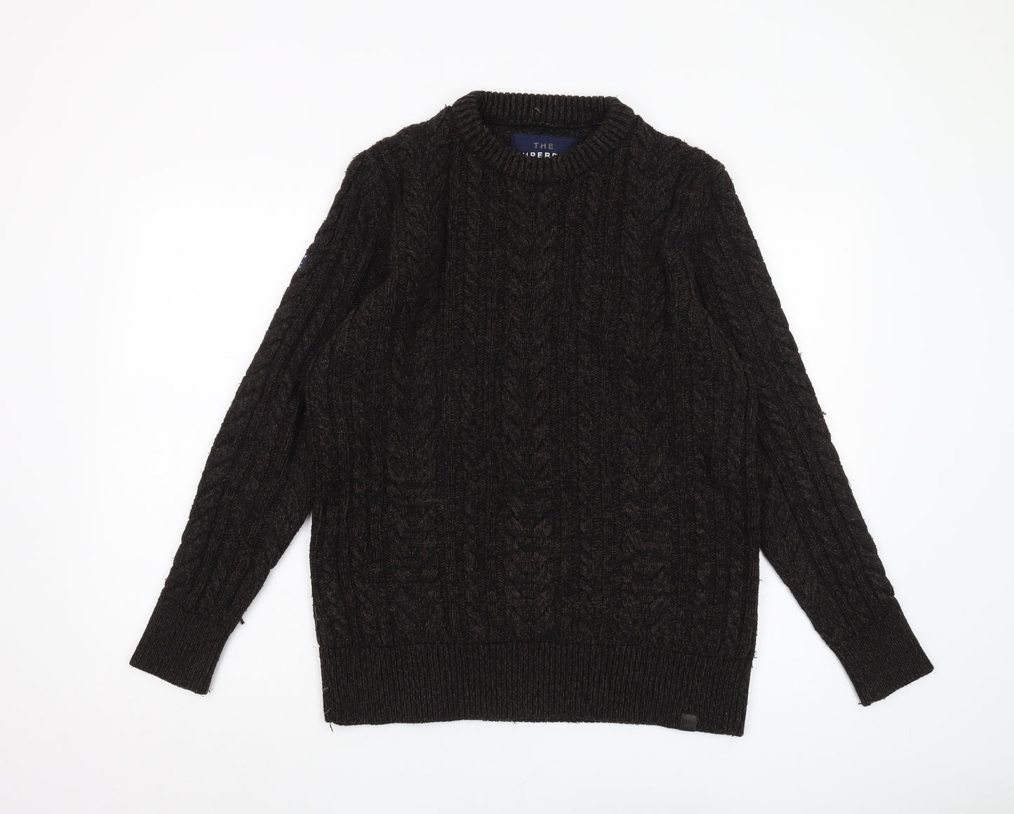Superdry Men's Black XL Cable-Knit Pullover Jumper
