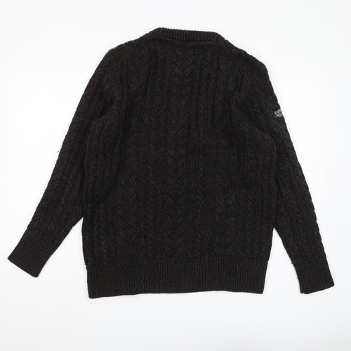 Superdry Men's Black XL Cable-Knit Pullover Jumper