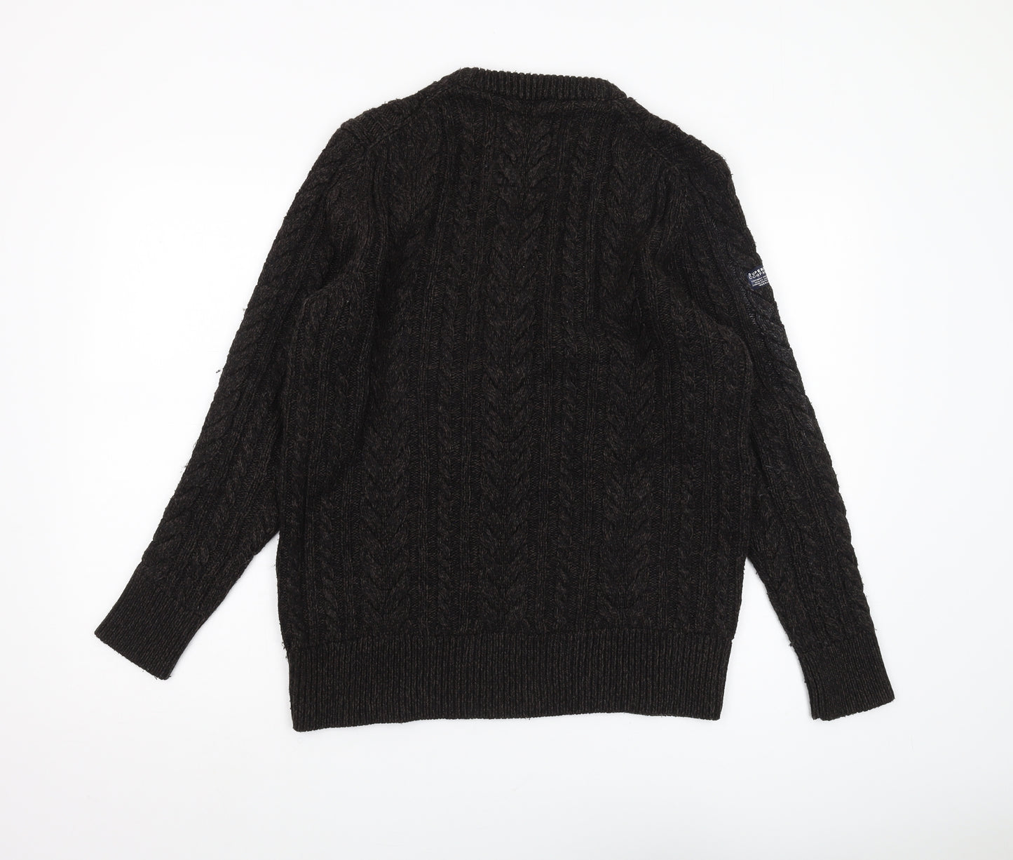 Superdry Men's Black XL Cable-Knit Pullover Jumper