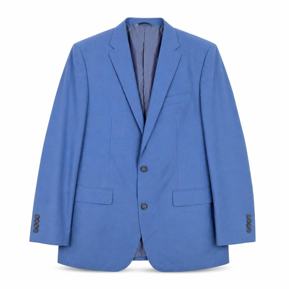 Front view of Samuel Windsor Men's Blue Wool Blazer, size 40L, Excellent