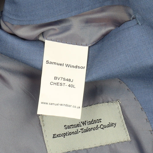Samuel Windsor Men's Blue Wool Blazer, Size 40L, Excellent
