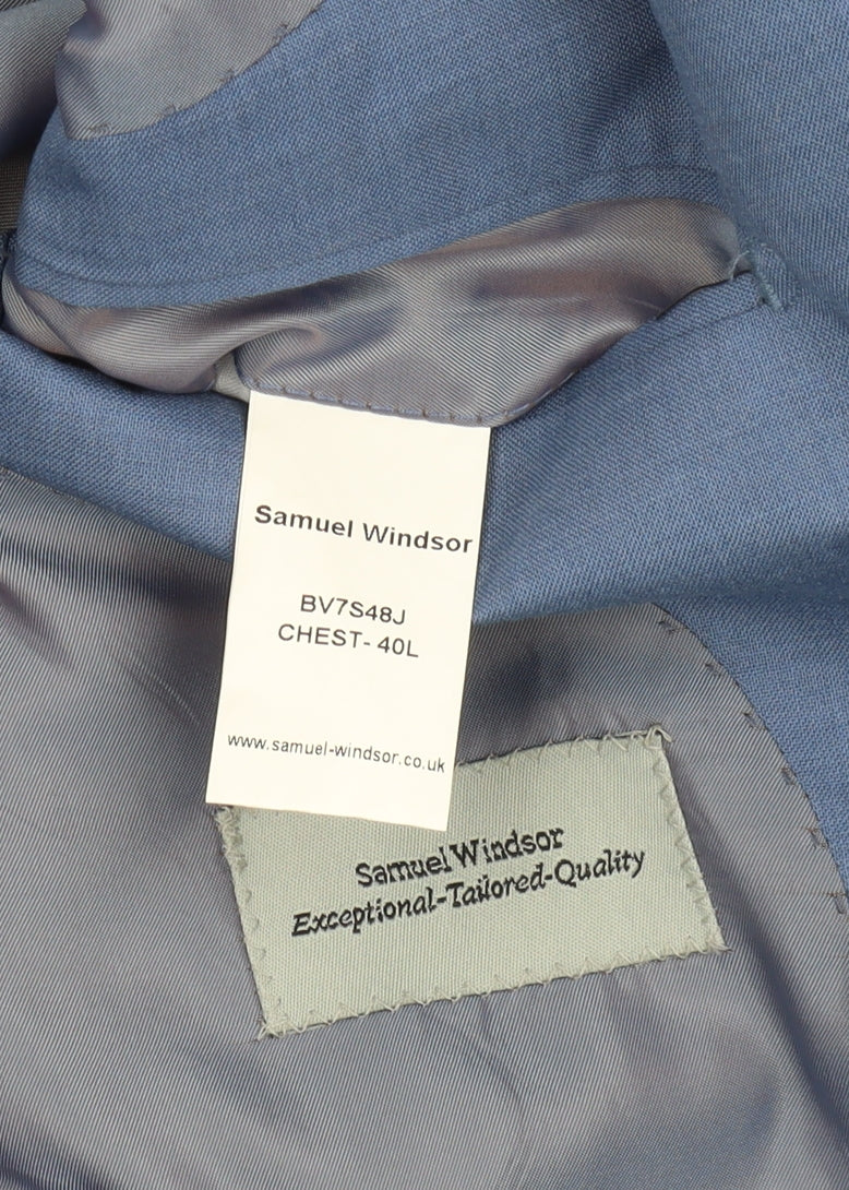 Samuel Windsor Men's Blue Wool Blazer, Size 40L, Excellent