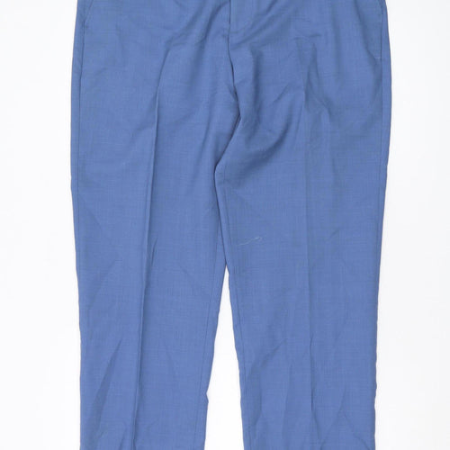 Samuel Windsor Men's Blue Wool Dress Trousers 36