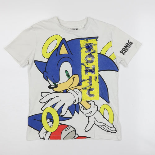 Next Boys White Sonic Graphic T-Shirt, Age 7, Short Sleeve