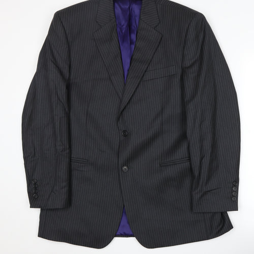 Berwin & Berwin Men's Black Striped 40 Regular Fit Blazer