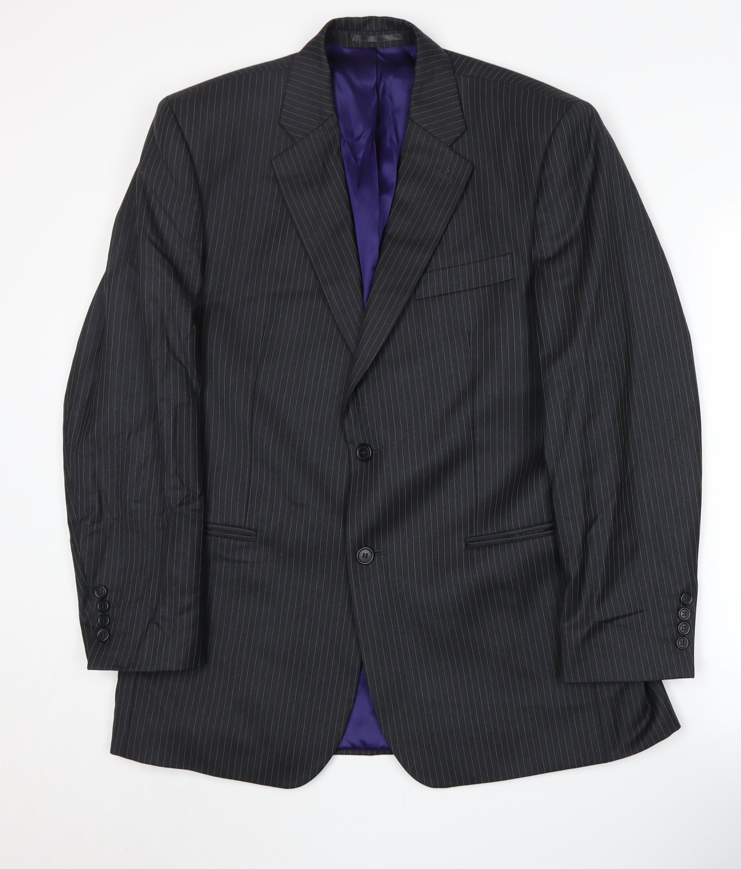 Berwin & Berwin Men's Black Striped 40 Regular Fit Blazer