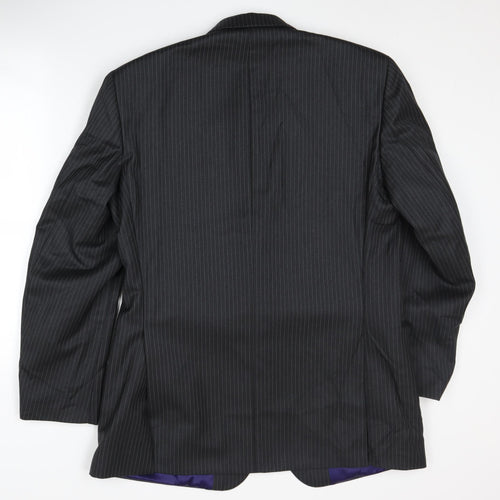 Berwin & Berwin Men's Black Striped 40 Regular Fit Blazer
