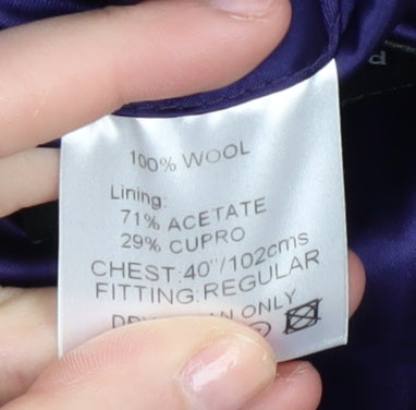 Berwin & Berwin Men's Black Striped 40 Regular Fit Blazer