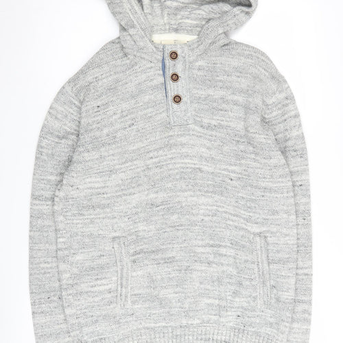 H&M Grey Henley Hoodie L Unisex Adults