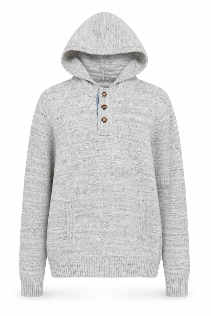 H&M Grey Henley Hoodie L Unisex Adults