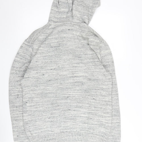H&M Grey Henley Hoodie L Unisex Adults