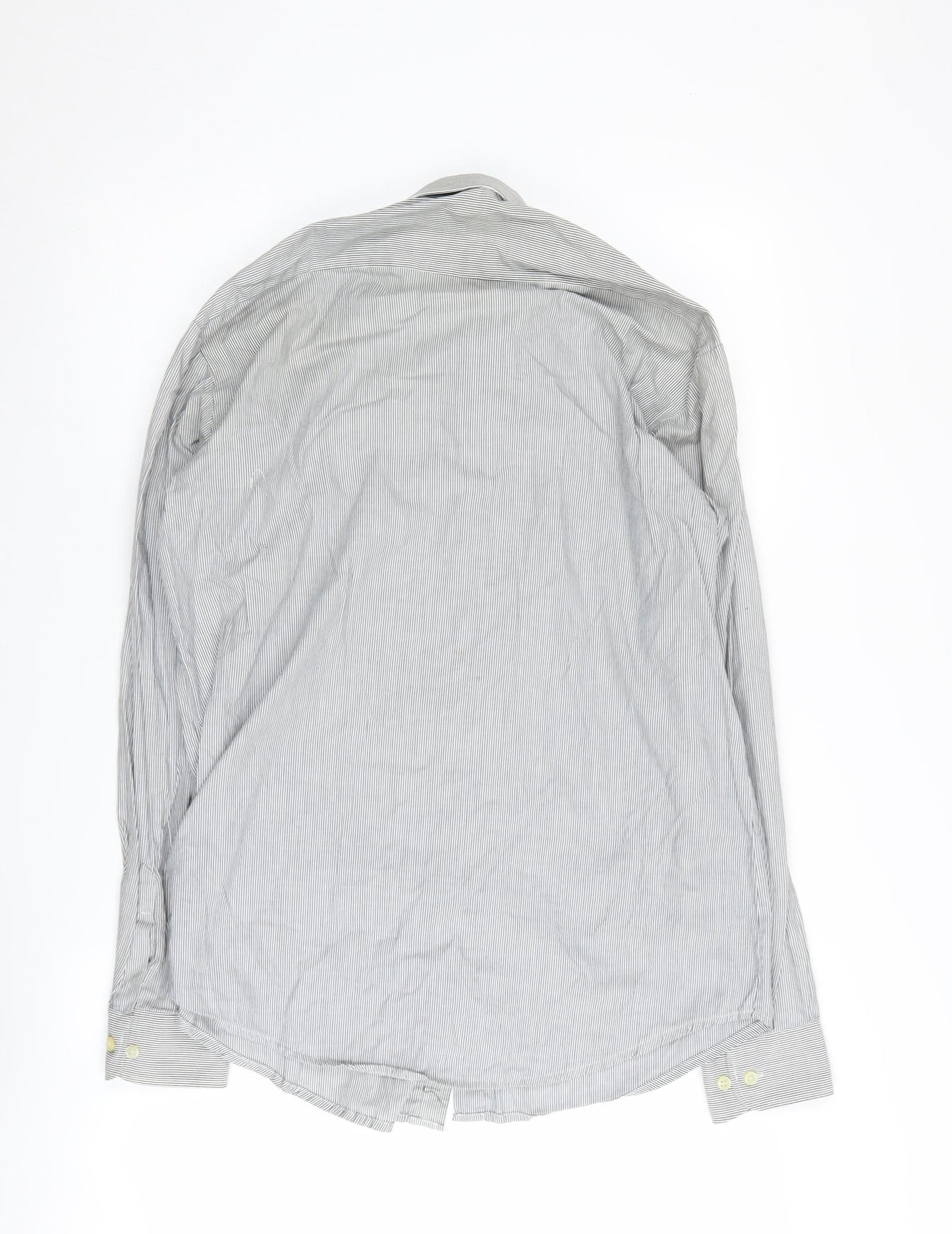 Carl de Jan Men's Grey Striped Cotton Button-Up Shirt