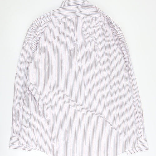 Nicole Miller Men's White Striped Classic Button-Up Shirt