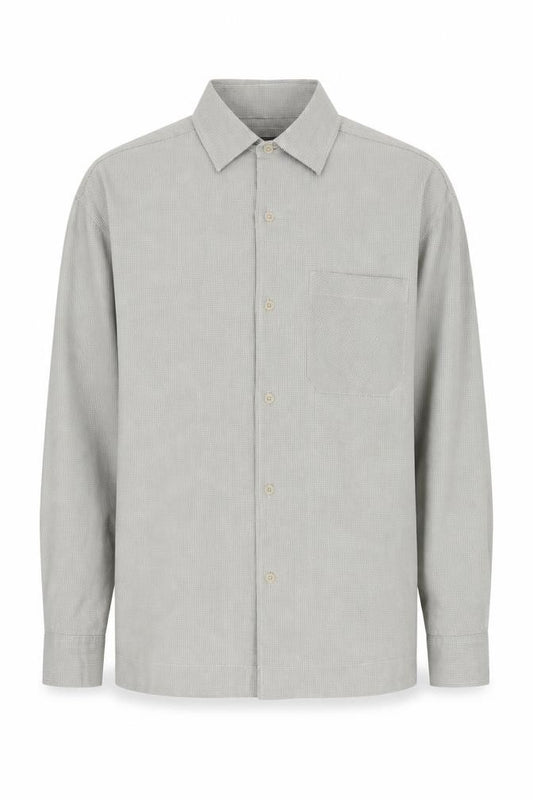 Front view of Next Men's Grey Check Long Sleeve Button-Up Shirt S