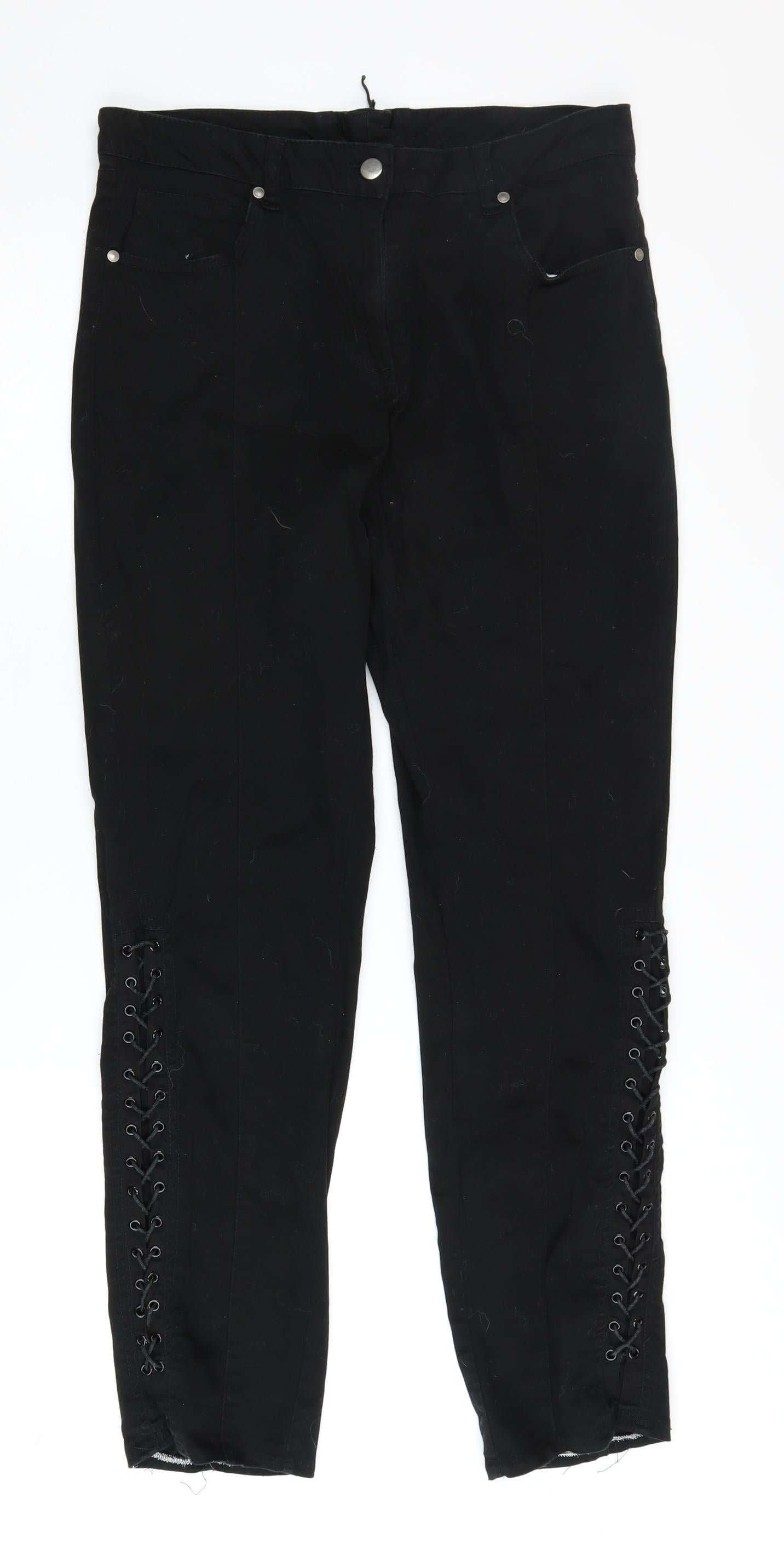 Simply Be Women’s Lace-Up Black Jeans Size 14