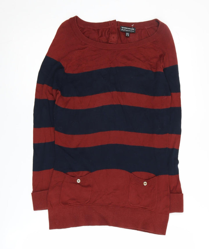 Warehouse Women's Multicoloured Striped Jumper Size 12