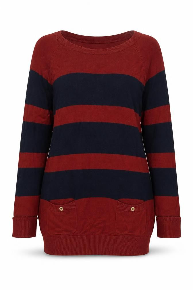 Front view of Warehouse Women's Multicoloured Striped Jumper, size 12