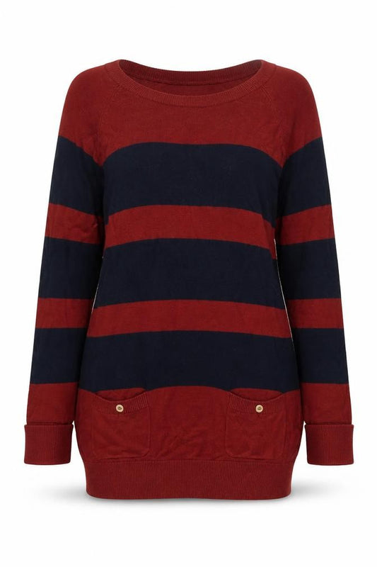 Front view of Warehouse Women's Multicoloured Striped Jumper, size 12