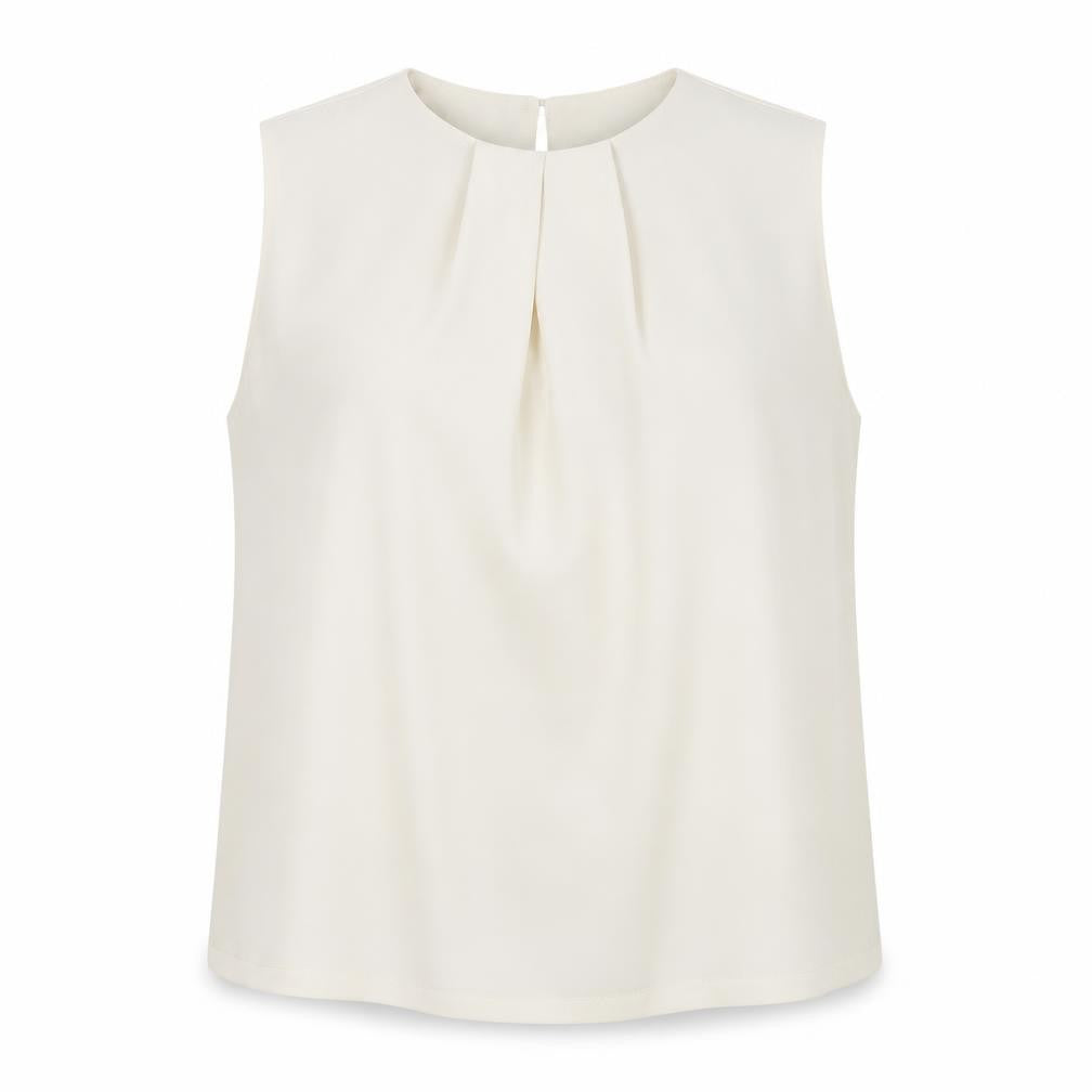 Front view of Warehouse Women's Ivory Blouse -, size 16, Crew Neck