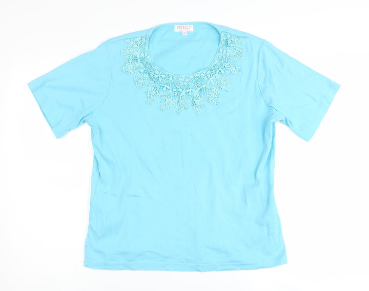 Reflect Collection Women's Blue Cotton Scoop Neck T-Shirt