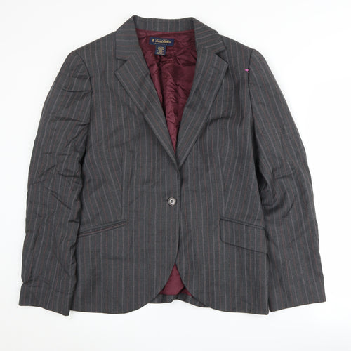 Brooks Brothers Women Grey Pinstripe Suit Jacket Size 14