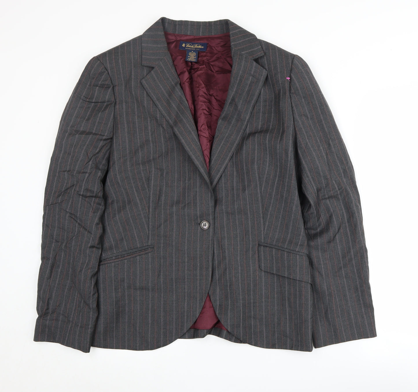 Brooks Brothers Women Grey Pinstripe Suit Jacket Size 14