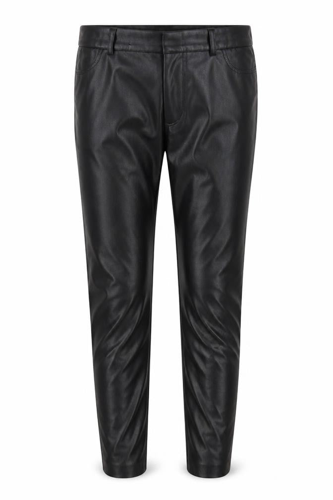 Front view of Zara Women's Black Faux Leather Trousers M