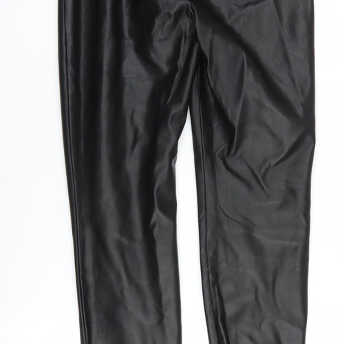 Zara Women's Black Faux Leather Trousers M