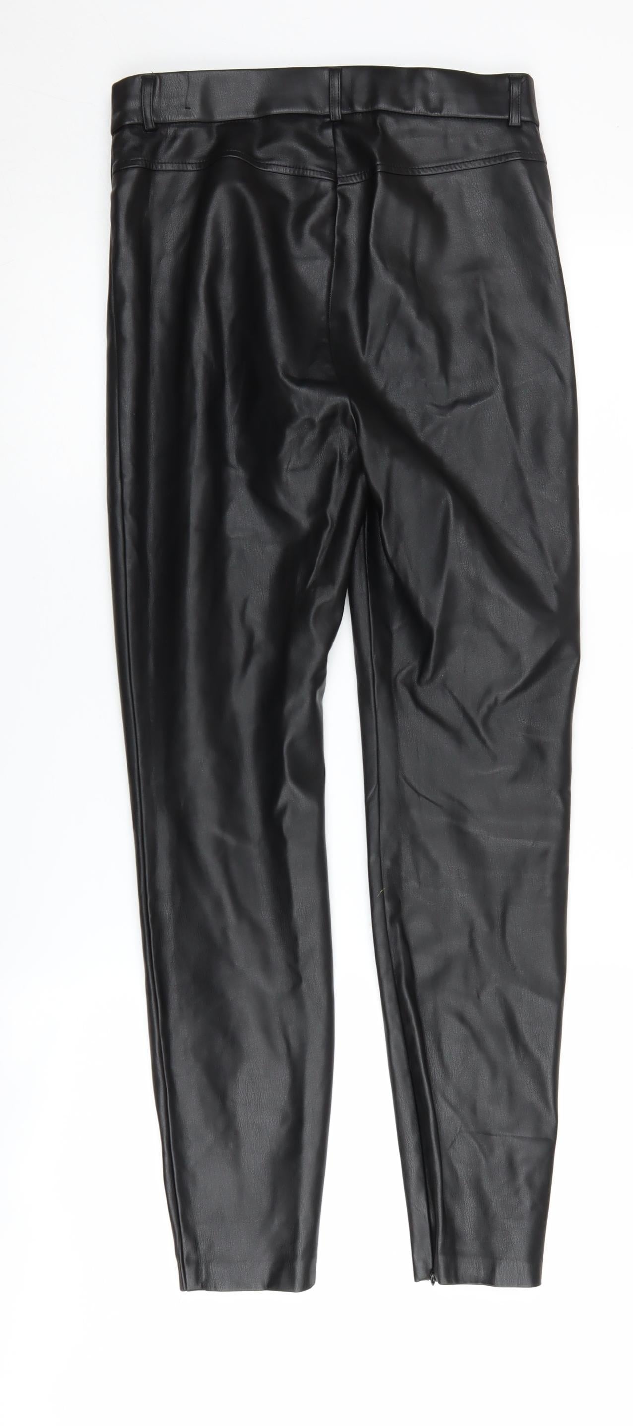 Zara Women's Black Faux Leather Trousers M