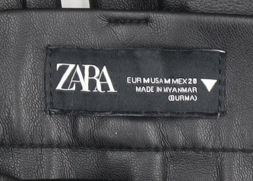 Zara Women's Black Faux Leather Trousers M