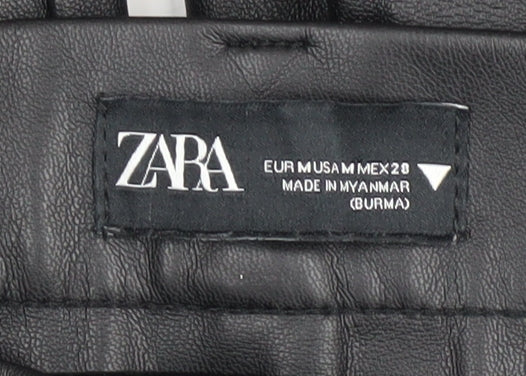 Zara Women's Black Faux Leather Trousers M