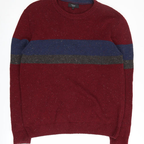 Next Men's L Red Striped Pullover Jumper