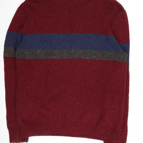 Next Men's L Red Striped Pullover Jumper