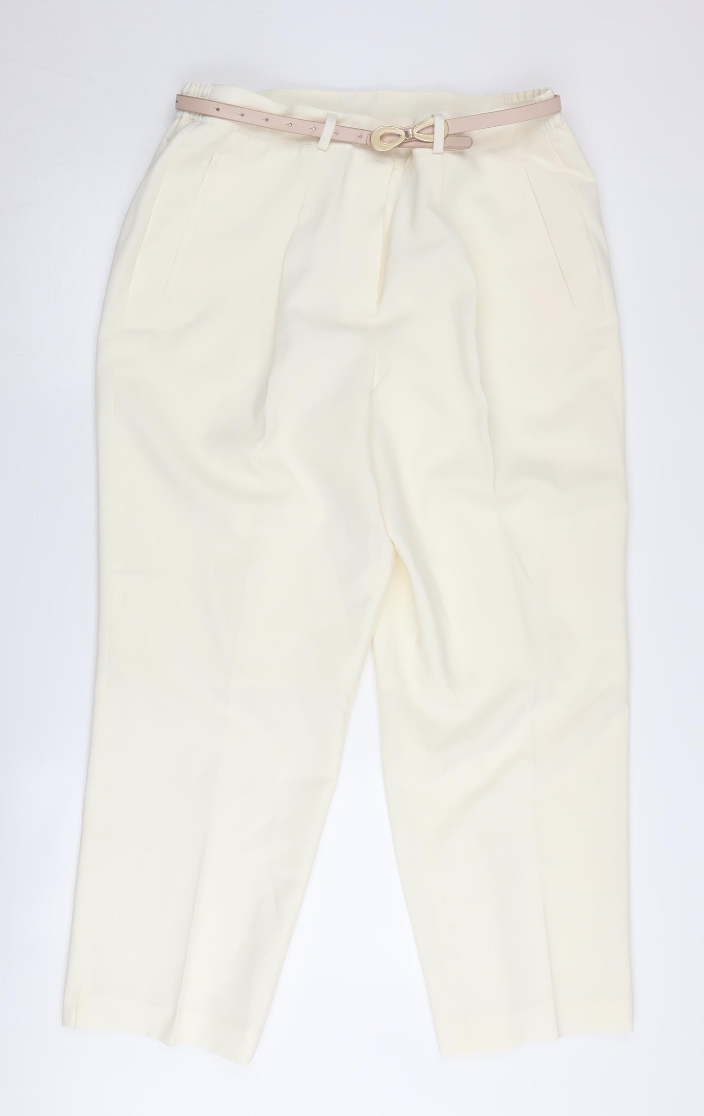 Kaleidoscope Women's Ivory Trousers, Size 18, Belted