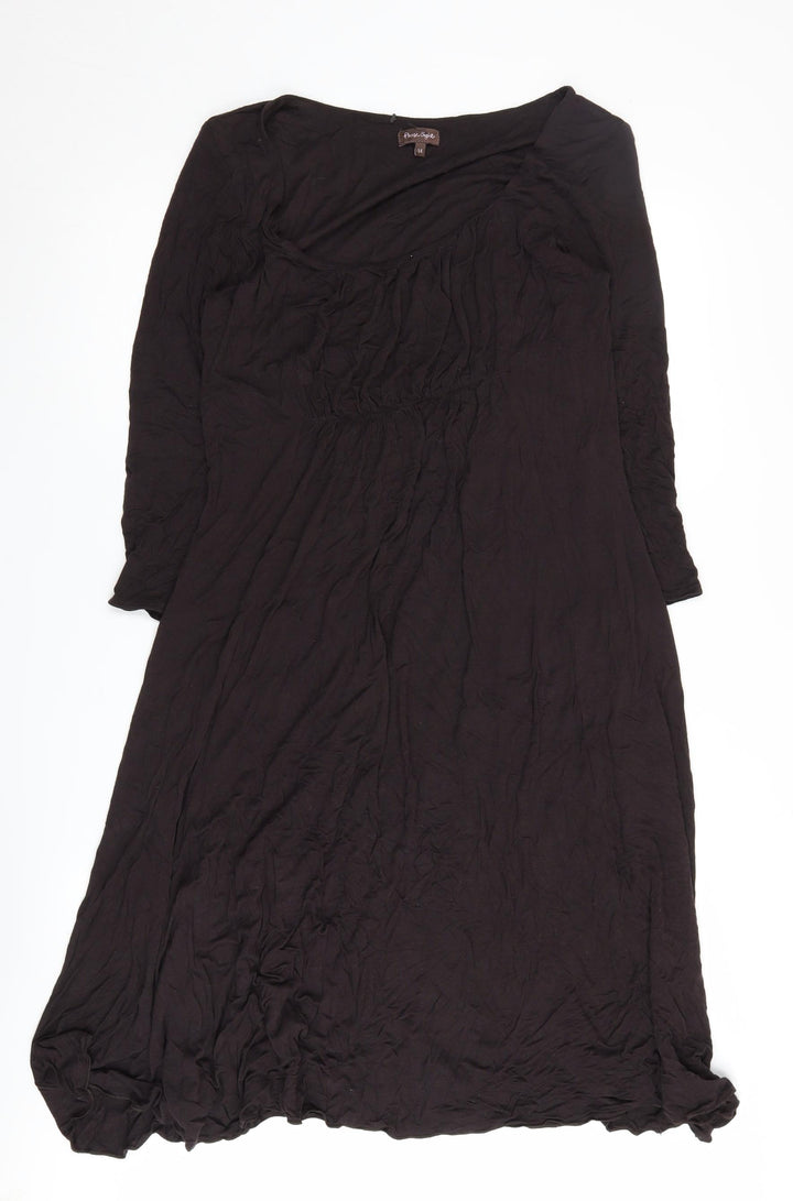 Phase Eight Women's Black A-Line Midi Dress Size 14