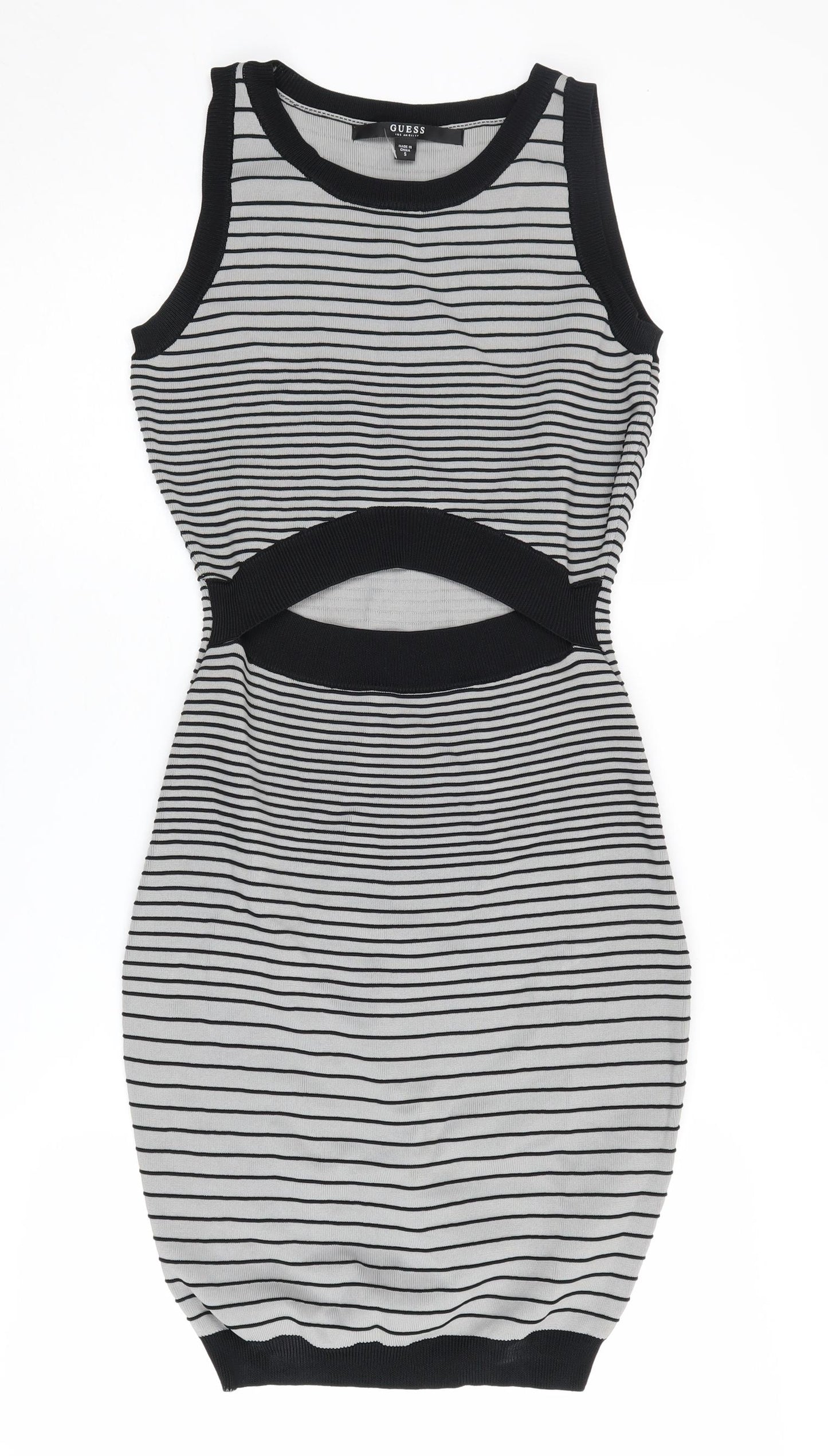 Guess Women's Black & White Striped Bodycon Dress S