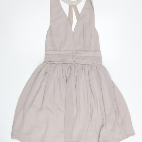 Glamorous Women's Beige Party Dress - S, Sleeveless V-Neck