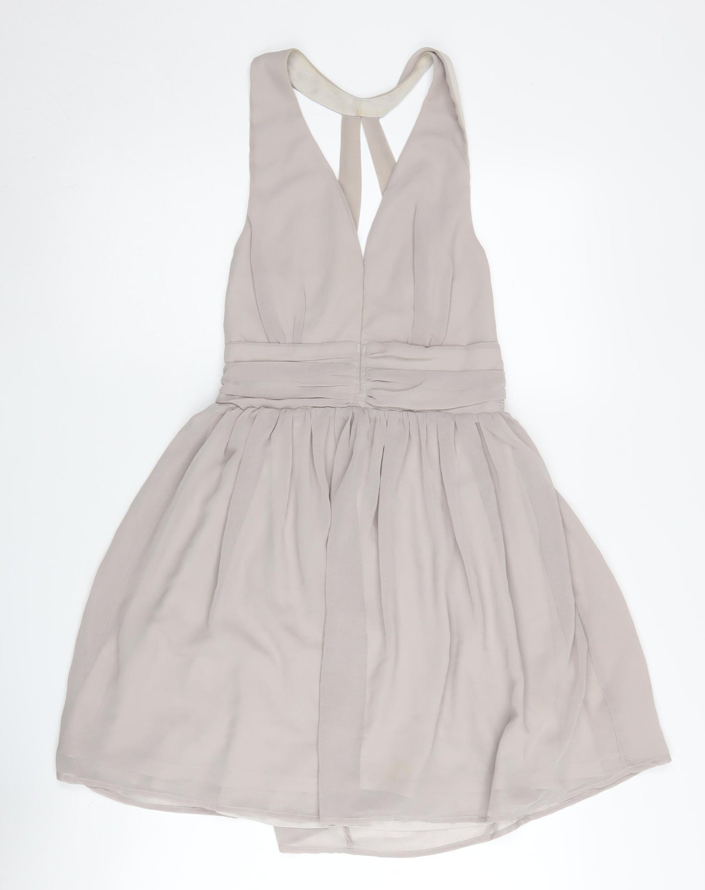 Glamorous Women's Beige Party Dress - S, Sleeveless V-Neck